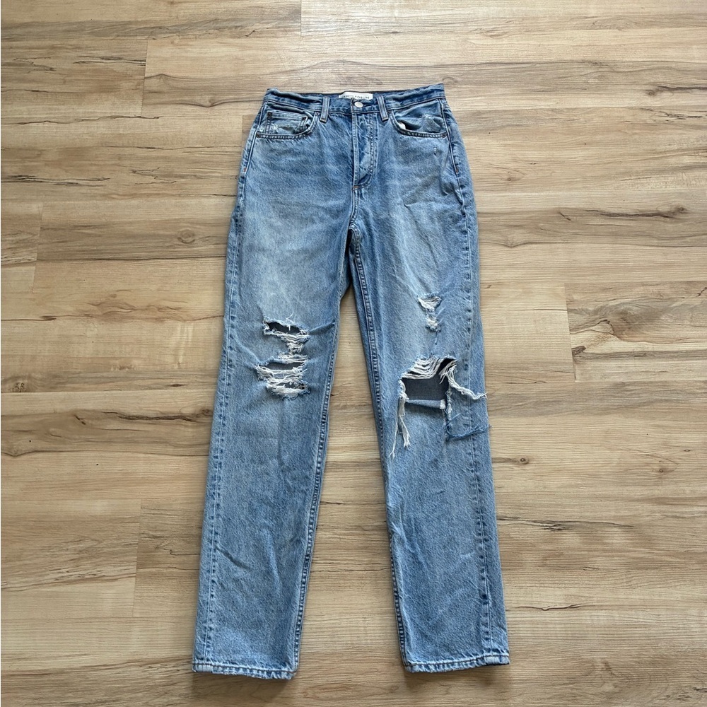 Denim Forum The BF High Rise Loose 28L Classic Light Blue Distressed Jeans